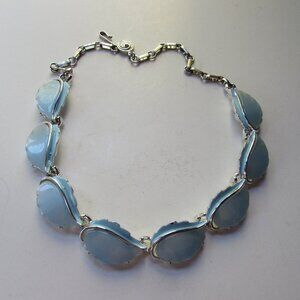 SALE Vintage Lisner Choker Necklace Powder Blue Thermoset Links